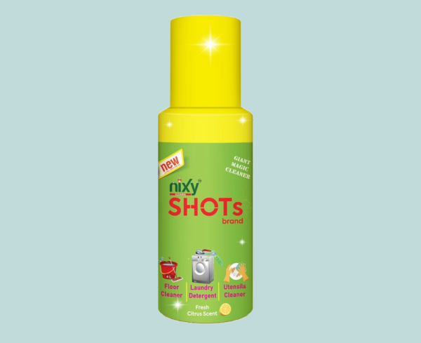 Nixy SHOTs Spray- Laundry detergent, Floor Cleaner and Utensils Cleaner (Multi Task cleaner) - Citrus Lemon Fresh - Queen Size (Yellow Cap)